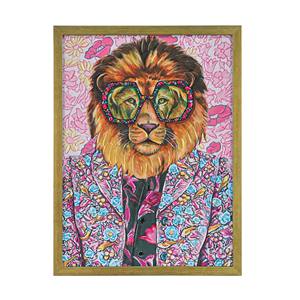 PINTURA SOBRE LONA LION CON MARCO Efecto Madera 45X60CM GROSOR 4CM - Product Image 1