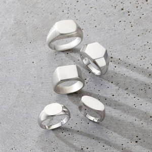 Hailer Wholesale Price Personalized Custom logo 925 Sterling <strong>Silver</strong> Wedding Blank Signet <strong>Rings</strong> for <strong>Men</strong> - Product Image 1