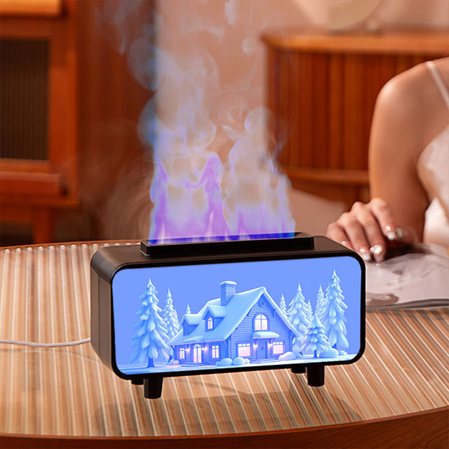 Hot Selling 200ml USB Ultrasonic Simulated Fireplace Essential Oil Diffuser Household Colorful Light Flame Aroma Diffuser