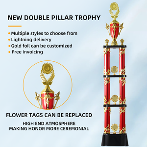 Trofeo Grande Dorado con Base Roja para <span class=keywords><strong>2</strong></span> Copas, Diseño Personalizado, Premio para Competiciones Deportivas, Copa de Plástico Grande, Tallas Grandes 2026 - Product Image 2