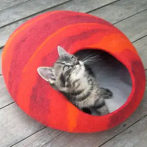 Fiberglass 100% Polyester jarum Punch tempat tidur kucing bisa dicuci rumah hewan peliharaan tahan api poliester lempeng lembaran untuk sarang kucing Hou