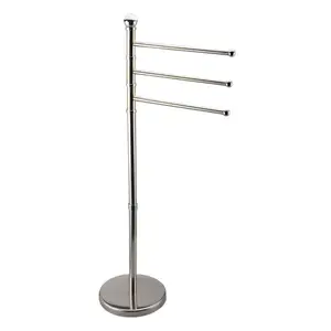 Classic Round Freestanding Floor Towel Hanger Stand Rack Standing Steel