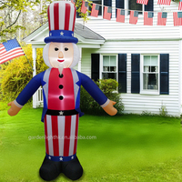 Décoration extérieure gonflable personnalisée de 8 pieds en polyester écologique Uncle Sam avec lumières LED à commande manuelle, étanche IP44