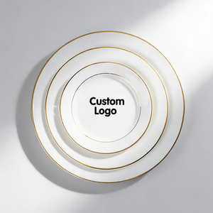 ชุดจานอาหารเซรามิกสีขาวขอบทอง ผลิตโดยผู้ผลิต OEM ตามสั่ง - Product Image 1