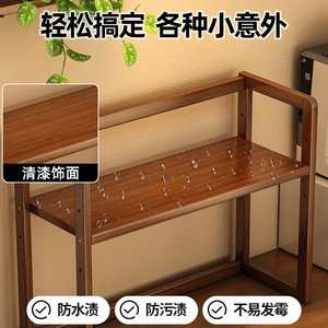 <b>Desktop</b> Kitchen Storage Rack 3 Tier Adjustable <b>Shelf</b> Wood Organizer For Tea Set Small Bookshelf - Product Image 2