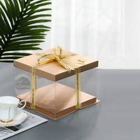 Boîte d'emballage carrée en PET transparente et recyclable, épaisseur 0,5 mm, personnalisée en or, pour gâteaux, cadeaux de mariage et contenants alimentaires