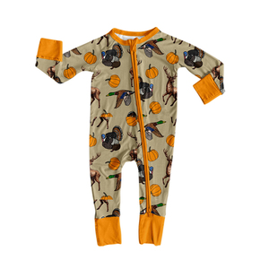 Tenues de Thanksgiving personnalisées pour bébés filles et garçons (cerf, canard, dinde, citrouille) – Combinaisons en gros pour frères et sœurs – Vêtements de fête bio pour boutique - Product Image 5