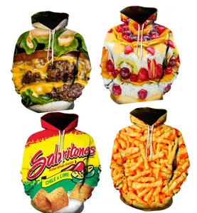 Sudadera con capucha con gráficos de comida unisex Sudadera con capucha de color con estampado de diseño fresco 3D para hombres