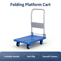 Chariot utilitaire à plateau plat robuste en acier inoxydable pliable 150 kg avec roulettes silencieuses en PU pour la logistique d'entrepôt