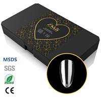 Vente en Gros de Faux Ongles en Gel Souple, Amande Naturelle, Taille Moyenne (14 Tailles), Couverture Complète, pour Résine Acrylique, 280 Pièces/Boîte