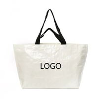 2025 nouveau sac fourre-tout tissé en PP blanc éco-vente en gros avec longue poignée Logo personnalisé Design pur réutilisable pour le shopping