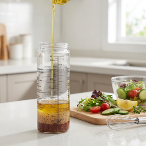 Bocaux à <span class=keywords><strong>sauce</strong></span> <span class=keywords><strong>en</strong></span> <span class=keywords><strong>verre</strong></span> de 400ml pour vinaigrette Miser Bottle Container avec Salad Swirler Balance de mesure et recettes - Product Image 2