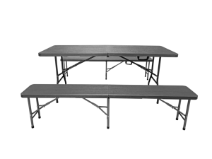 Mesas plegables de plástico redondas y rectangulares para banquetes 6 pies <span class=keywords><strong>8</strong></span> pies plegables en media mesa con diseño de ratán Mesa plegable de plástico - Product Image 6