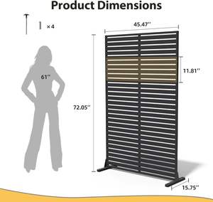 Mampara <span class=keywords><strong>de</strong></span> Privacidad para Exteriores, Valla Decorativa Independiente con Marco <span class=keywords><strong>de</strong></span> Hierro <span class=keywords><strong>Fundido</strong></span> y <span class=keywords><strong>Postes</strong></span> <span class=keywords><strong>de</strong></span> Acero, 6 Paneles - Product Image 2