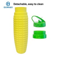 Bouteille d'eau en silicone 500 ml en forme de maïs pour enfants, vente en gros d'usine, pour sports de plein air et camping, à boire directement et avec paille