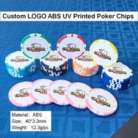 Jetons de poker Coolstar personnalisés en ABS composite de 12,3 g avec logo imprimé UV, cercle gravé de 40 mm pour le jeu de poker et le divertissement (vente en gros)