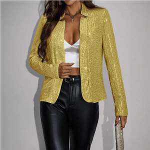 <span class=keywords><strong>Giacca</strong></span> Blazer Corta da Donna con Colletto Abbottonato, Motivo 3D, Casual e Versatile con Paillettes, Nuova Moda Europea e Americana - Product Image 3