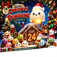 Calendrier de l'Avent transfrontalier en plastique, boîte mystère de Noël, jouet anti-stress à presser en forme de dumpling, conditionné individuellement