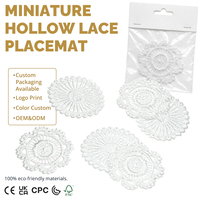 Napperon miniature réaliste en dentelle pour maison de poupée, échelle 1:12, dessous de verre blanc ajouré tissé, tapis de table, mini modèle de jouet, accessoire de cuisine