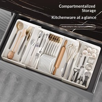 Boîte de rangement de bureau extensible de style nordique avec compartiments intégrés, taille moyenne, pour couteaux, fourchettes et couverts