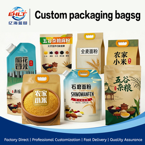 Sacs d'emballage pour céréales imprimés sur mesure avec poignée, pochette autoportante pour riz, <span class=keywords><strong>millet</strong></span>, farine, céréales entières - Product Image 1