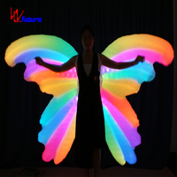 Ailes de papillon arc-en-ciel gonflables à LED, plusieurs modes d'éclairage, costume lumineux pour femmes et filles, performance sur scène, soirée en boîte de nuit