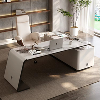 Nouveau design, bureau d'ordinateur d'angle en cuir, style mi-siècle, durable, luxe léger, antique, haut de gamme, pour PDG et dirigeants