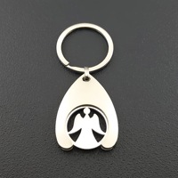 Porte-clés jeton de chariot de supermarché en métal personnalisé, style dessin animé, article promotionnel, vente en gros, pas cher