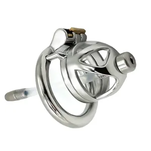 FRRK Drop Shipping Sex Toy <span class=keywords><strong>Cage</strong></span> de chasteté masculine avec cathéter pour hommes, dispositif de verrouillage du pénis, <span class=keywords><strong>cage</strong></span> à pénis pour petit pénis - Product Image 1