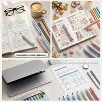 Ensemble de marqueurs fluorescents à pointe inclinée, haute esthétique, séchage rapide, 4 couleurs, pour journalisation, coloriage et prise de notes par les étudiants