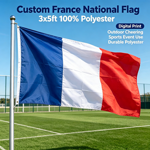 Drapeau national français personnalisé 3x5 pieds 100% polyester imprimé numériquement, drapeau de supporter français pour les événements sportifs en plein air - Product Image 1
