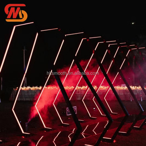 Smooth Modern LED Wedding Arch Metal Portable Red Light <b>Backdrop</b> 8-9ft Height for Party Decoration - Product Image 3