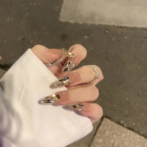 Novedad en <span class=keywords><strong>Uñas</strong></span> <span class=keywords><strong>Postizas</strong></span>, Diseño de Flores en Degradado Francés, Estilo Spice Girls, Parches de <span class=keywords><strong>Uñas</strong></span> con Efecto Flash - Product Image 4