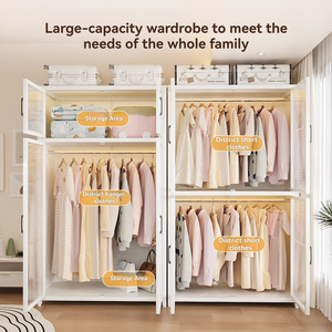 Armario de Acero Reforzado de Diseño Simple que Ahorra Espacio para Apartamentos Pequeños, Fácil de Montar, Armario de Gran Capacidad para Guardar Ropa - Product Image 4