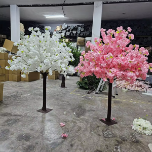 Arbre de cerisier artificiel personnalisable, fleurs rouges, violettes et blanches, pour décor de fond de mariage et centres de table - Product Image 6