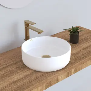 Slim Edge Bathroom Sink Ceramic Round Wash Basin Decoration Above counter Art Basin