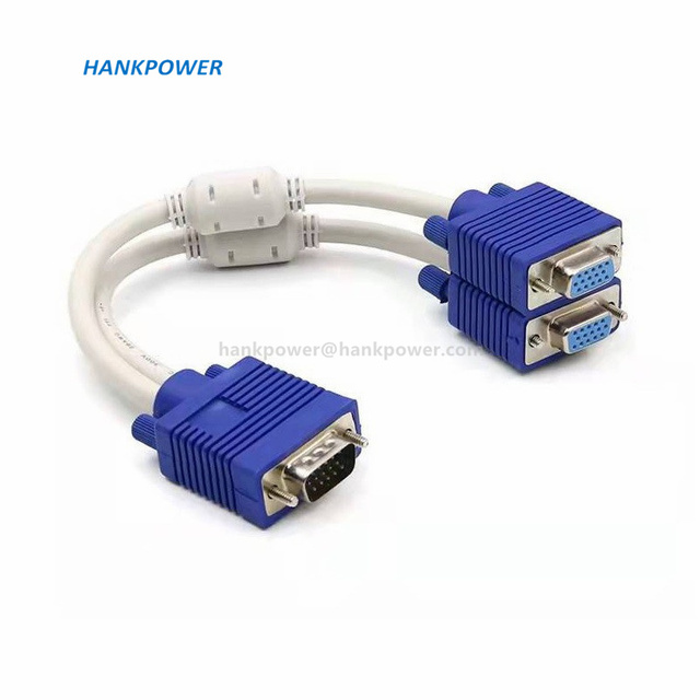 DB15 VGA Splitter Cable 1 Male to 2 Female VGA Video Cable for PC Computer 30cm