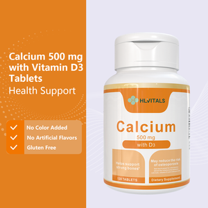 Tabletas de Suplemento de Calcio de Marca Privada OEM, Tabletas de Suplemento de Calcio 500mg con Calcio y Vitamina D3 - Product Image 3