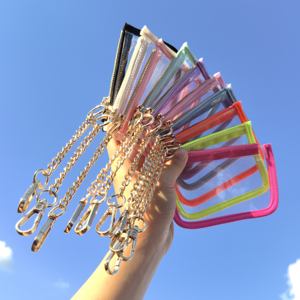 Porta <span class=keywords><strong>portamonete</strong></span> da viaggio per bambini piccoli portachiavi Mini custodia piatta con gancio trasparente trasparente in PVC <span class=keywords><strong>portamonete</strong></span> trasparente - Product Image 1