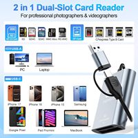 Lecteur de cartes professionnel CFexpress Type B et SD avec USB 3.2 (Gen 2) USB-C et USB-A 2-en-1, adaptateur double fente Type B SD CF Express