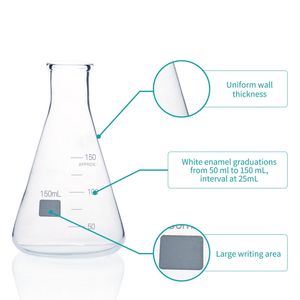 Phòng thí nghiệm erlenmeyer hình nón <span class=keywords><strong>Flask</strong></span> trong tam giác hình dạng thủy tinh borosilicate với tiêu chuẩn Miệng doanh - Product Image 3