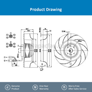 Ventilador Centrífugo para Gabinete ebmpapst R2D225-AT26-15 SK3396.314 M2D068-DF 225mm 400V CA 2750/3100 RPM 90/130W 0.2/0.21A ODM/OEM - Product Image 4