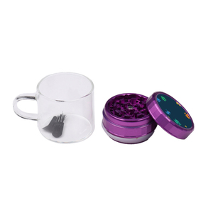 Logo personnalisé Nouveau design Moulin à tabac avec poignée moderne pour le stockage des herbes dans les tasses en verre Moulin à tabac <span class=keywords><strong>manuel</strong></span> à 3 niveaux - Product Image 2