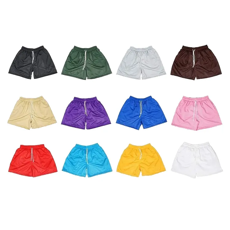 Custom Logo Color Double Layer Mesh Gym Shorts Lining Summer Sublimation All Over Print Custom Blank Short Men Mesh Shorts
