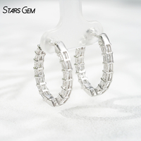 Boucles d'oreilles StarsGem de luxe unisexe, diamant de laboratoire taille princesse 2,94 ct, couleur D, or massif 10 carats, pureté 41,7 %