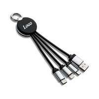 Cable de Carga USB Múltiple Portátil para Llavero, Cable de Carga Rápida 3 en 1 con Logotipo Iluminado, Compatible con Tablets, iPhone y Galaxy