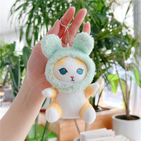Peluche chaton mignon avec oreilles de lapin, rembourrage en coton PP, super douce, certifiée EN71, figurine de 0 à 10 cm, pendentif de sac, porte-clés