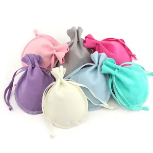Mini bolsas de veludo para joias, pequenas bolsas de veludo para joias em estoque, fabricante de cordão, sacos de embalagem 7*9cm várias cores