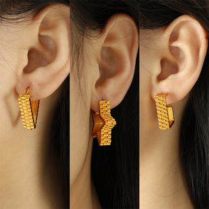 Pendientes de Moda para Mujer, Chapados en Oro, con Forma de Estrella Triangular Cuadrada, Joyería Geométrica para Fiesta - Product Image 4