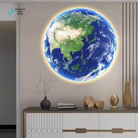 Lámpara de Pared LED Contemporánea de Resina con Diseño de Luna y Tierra para Pasillo, Entrada, Dormitorio, Cabecera, Decorativa